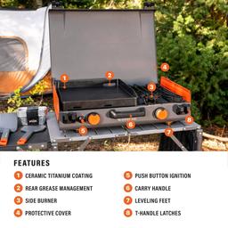 Blackstone Adventure Ready 12"x14” Propane Camping Griddle with Side Burner